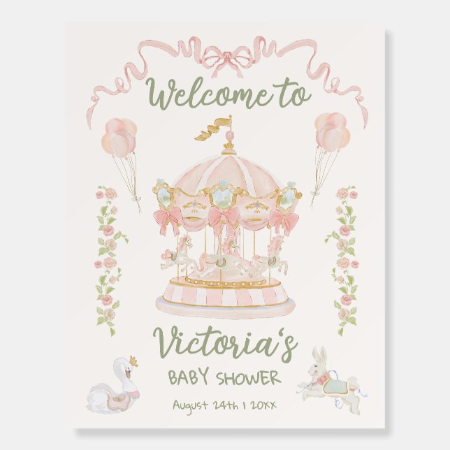 Carousel Merry-go-round Welcome Sign Poster (Front)