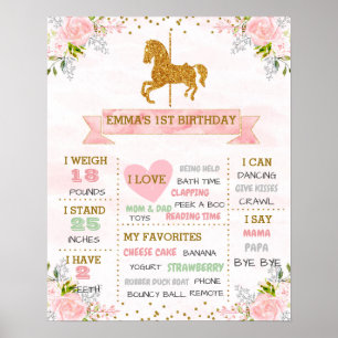 Carousel milestone birthday printable poster
