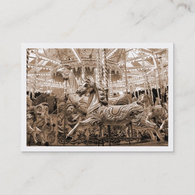 Carousel, Mini Photo (White Bordered) Business Card (Front)