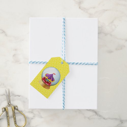 Carousel On Yellow Gift Tags