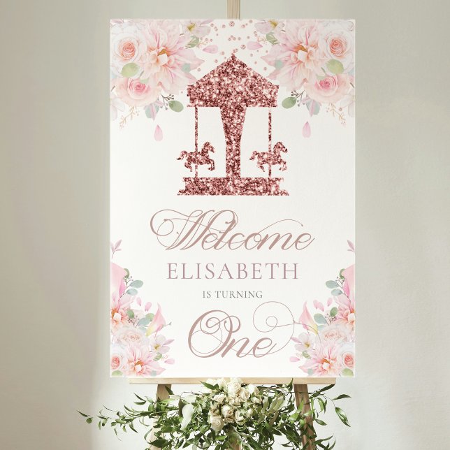 Carousel Personalized Glitter Birthday Welcome Foam Board (Creator Uploaded)