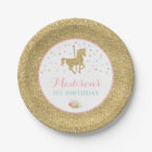 Carousel Pink And Gold Paper Plate 7" Paper Plates