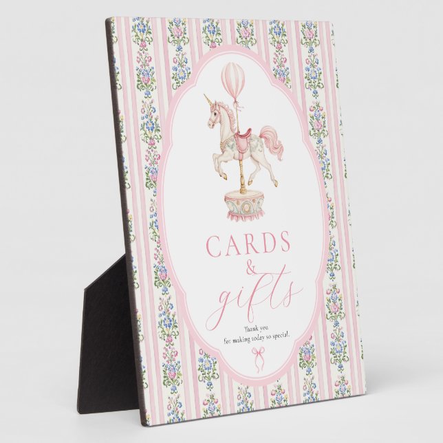 Carousel Pink Cards and Gifts Sign Plaque (Side)