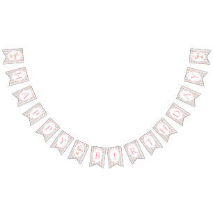 Carousel Pink First Birthday Bunting Flags