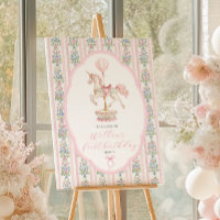 Carousel Pink First Birthday Welcome