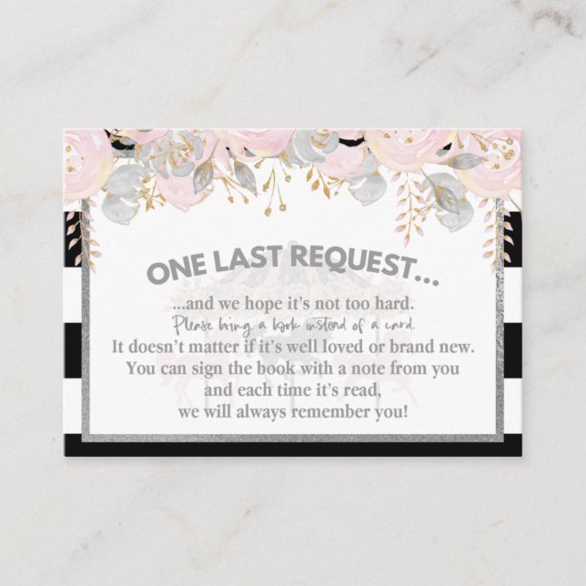 Carousel pink silver books for baby insert cards (Front)