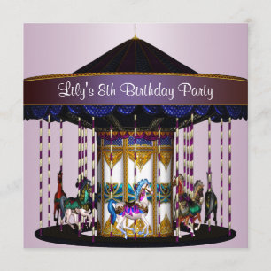 Carousel Ponies 8th Birthday Party Invitation 8th