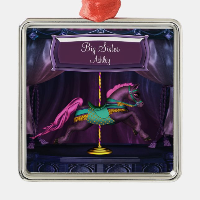 Carousel Pony Big Sister Christmas Ornament (Front)