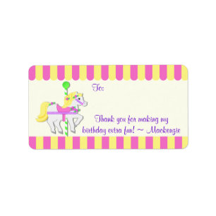 Carousel Pony Birthday Favor Tag