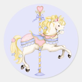 Carousel Pony Classic Round Sticker by Spice at Zazzle