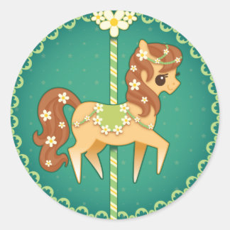 Carousel Pony – Daisy Flower Classic Round Sticker