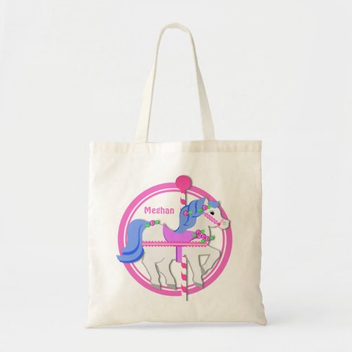 Carousel Pony Pink and Blue Tote Bag