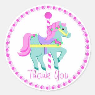 Carousel Pony Pink Classic Round Sticker