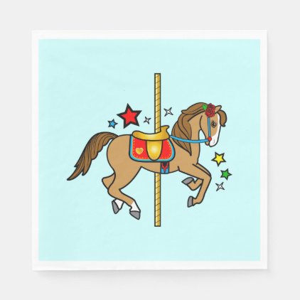 Carousel Pony with Stars Birthday Paper Napkin