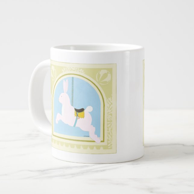 Carousel Rabbit by June Erica Vess Large Coffee Mug (Front Left)