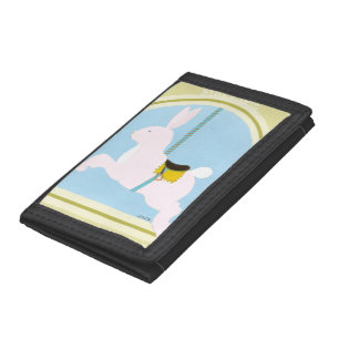 Carousel Rabbit by June Erica Vess Tri-fold Wallet