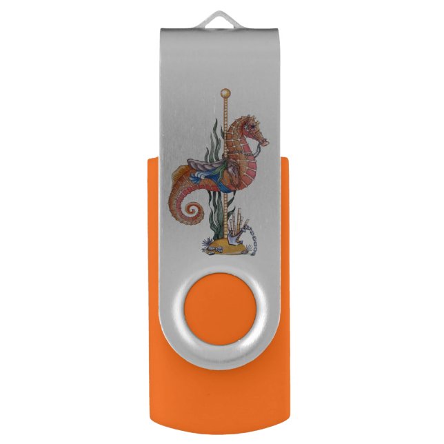 Carousel Seahorse Flash Drive (Back (Vertical))