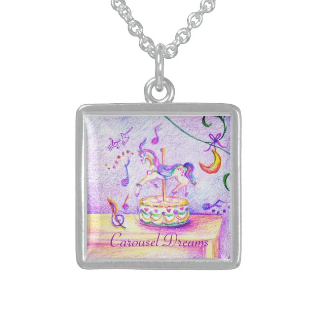 Carousel Sterling Silver Square necklace (Front)