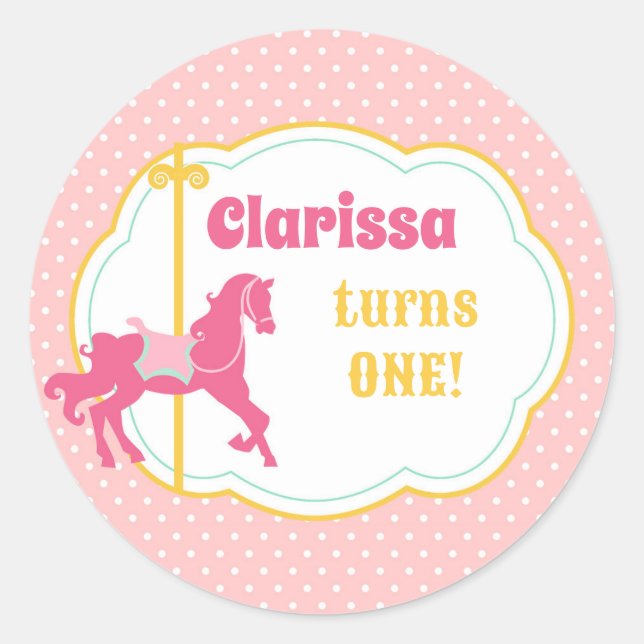 Carousel Stickers - Pink Gold Mint Cute Polka Dot (Front)