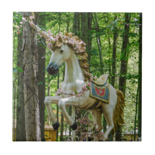 Carousel Unicorn Ceramic Tile