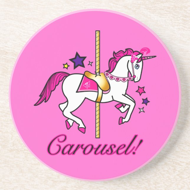 Carousel Unicorn Sandstone Coaster (Front)