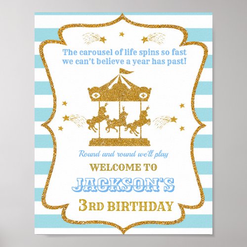 Carousel welcome party sign Boy circus poster