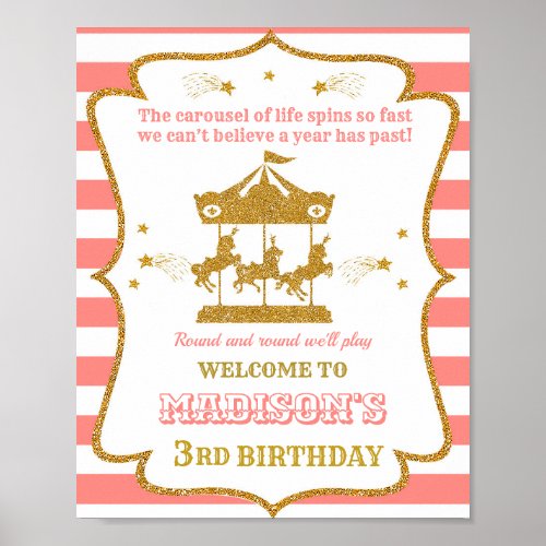 Carousel welcome party sign Girl circus poster