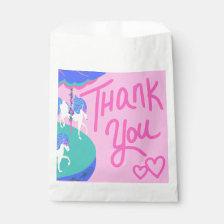 Carousel whimsical horses pink blue favor bag