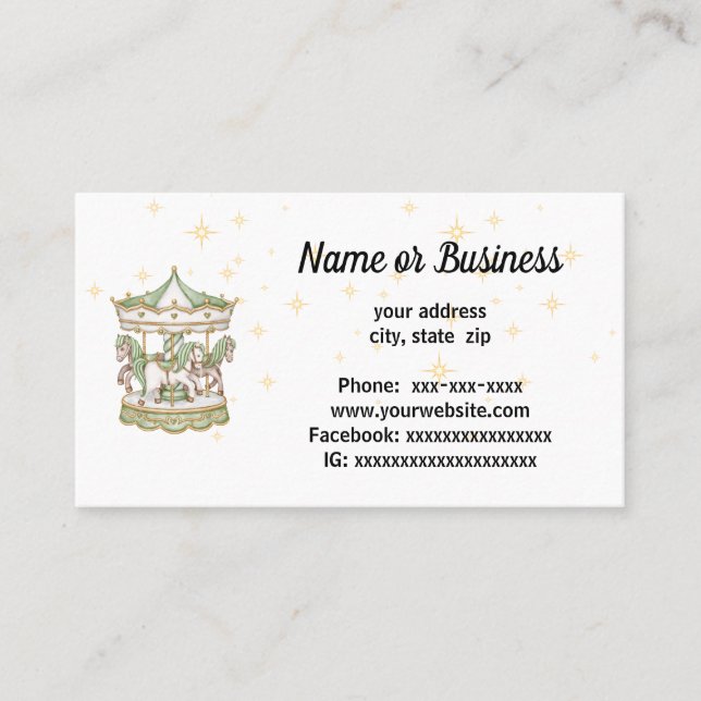 Carousel with gold stars business card (Front)