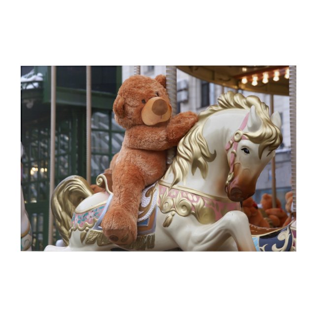 Carousel with Teddy Bear Acrylic Print (Front)