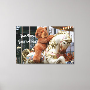 Carousel with Teddy Bear Canvas Print
