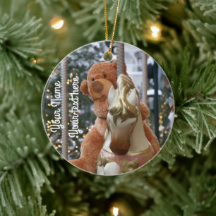 Carousel with Teddy Bear Ceramic Ornament