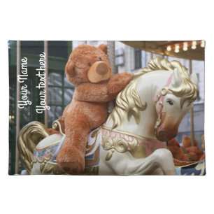 Carousel with Teddy Bear Cloth Placemat