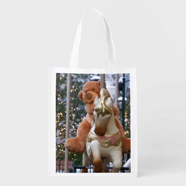Carousel with Teddy Bear Grocery Bag (Front)