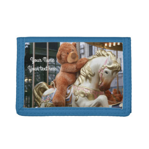 Carousel with Teddy Bear Tri-fold Wallet