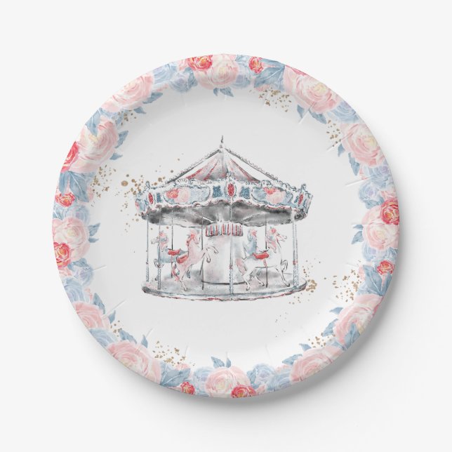 Carousel Wonderland Pink Paper Plates (Front)