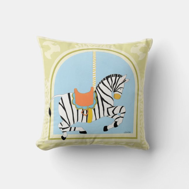 Carousel Zebra by June Erica Vess Throw Pillow (Front)