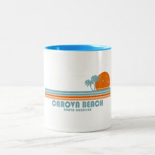 Carova Beach North Carolina Sun Palm Trees Two-Tone Coffee Mug