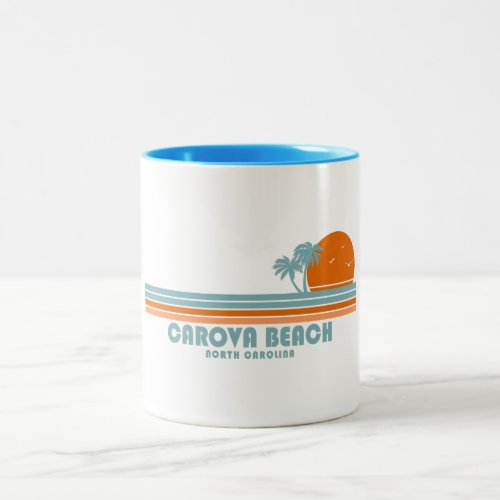 Carova Beach North Carolina Sun Palm Trees Two_Tone Coffee Mug