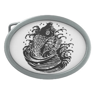Carp and water belt buckle