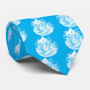 Carp and water neck tie