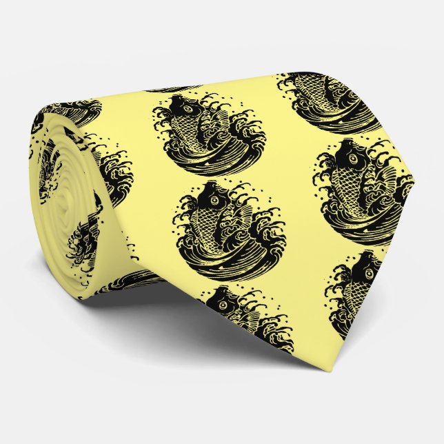 Carp and water neck tie (Rolled)