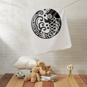 Carp and wave baby blanket