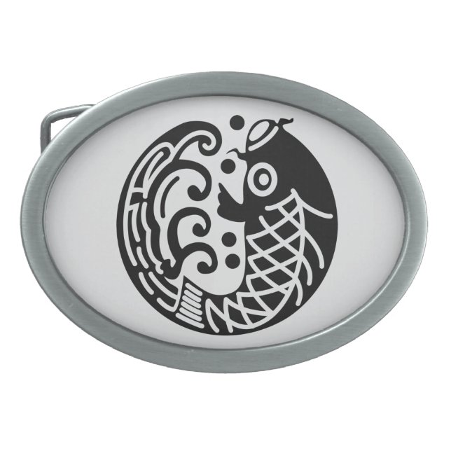 Carp and wave belt buckle (Front)