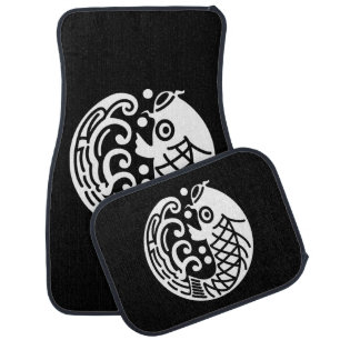 Carp and wave car floor mat