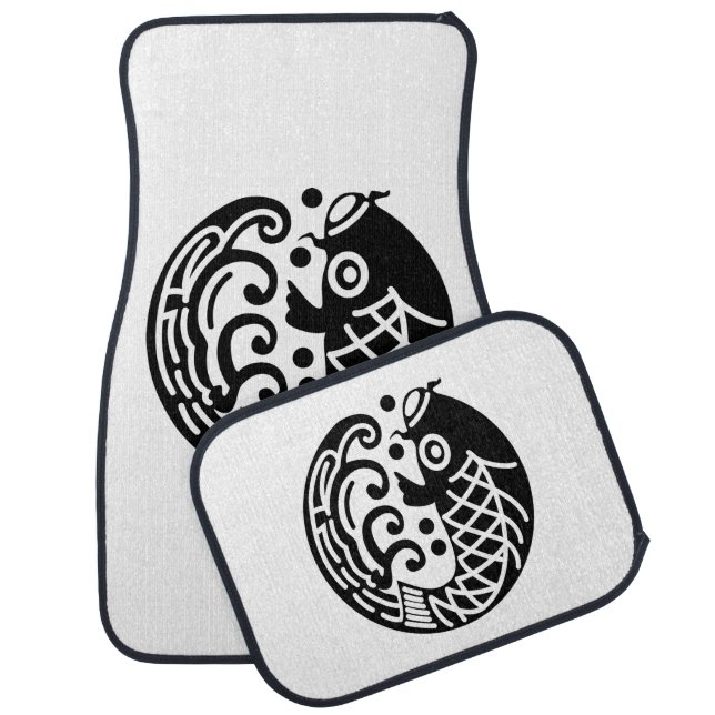 Carp and wave car floor mat (Set)