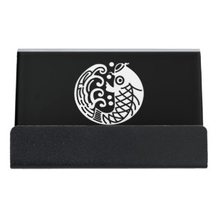 Carp and wave desk business card holder
