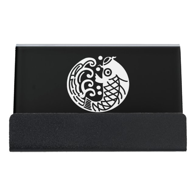 Carp and wave desk business card holder (Front)