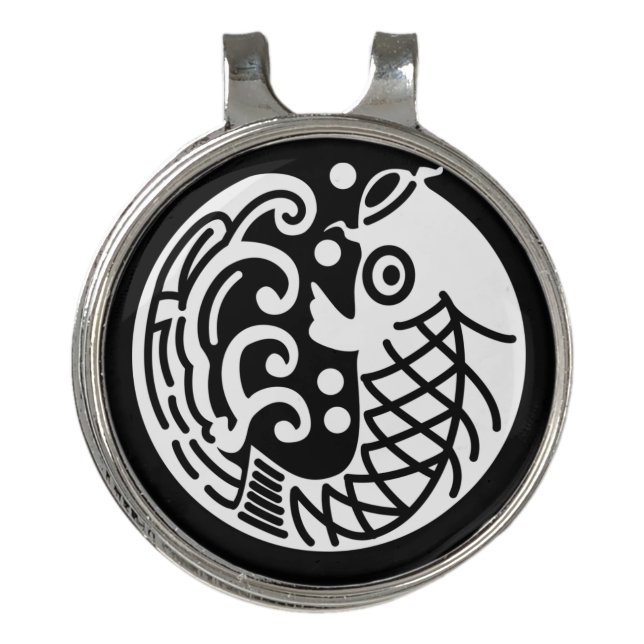 Carp and wave golf hat clip (Front)