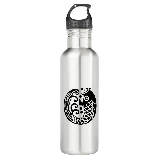 Carp and wave stainless steel water bottle (Front)